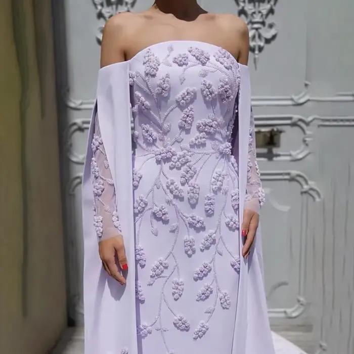 Robe de soirée élégante en jersey à manches longues
