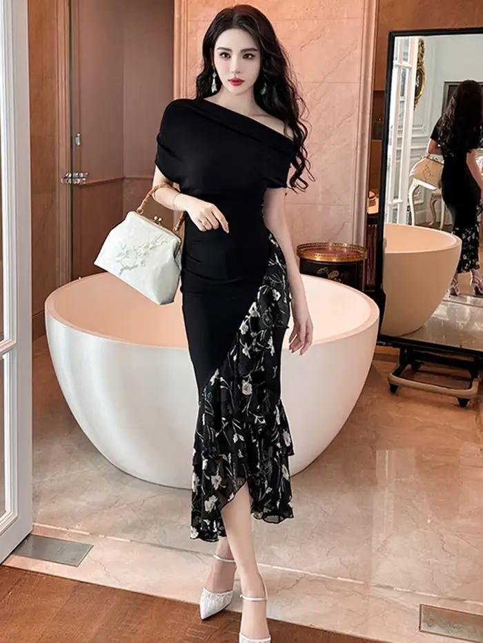 Robe Maxi française Chic pour femmes