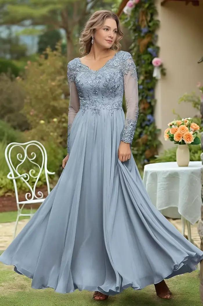 Robes de soirée longues à manches longues pour la mère de la mariée