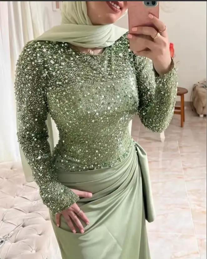 Robe de soirée personnalisée vert sauge