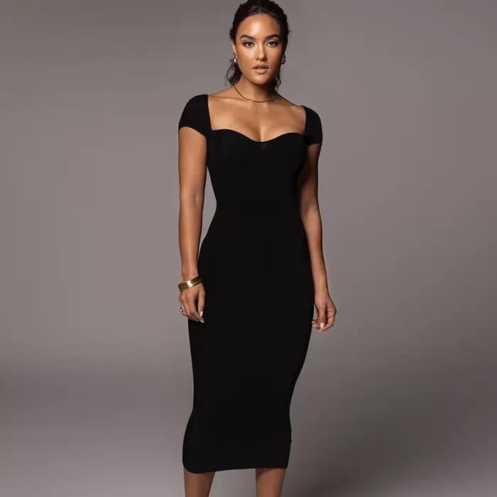Robes féminines 2025 bal Crochet boîte de nuit Midi robe femme sensuelle vêtements Sexy fête tricoté soirée mode Xl luxe Xxl