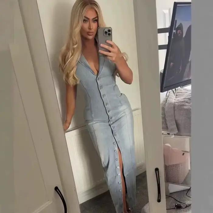 Robe longue en Denim pour femmes