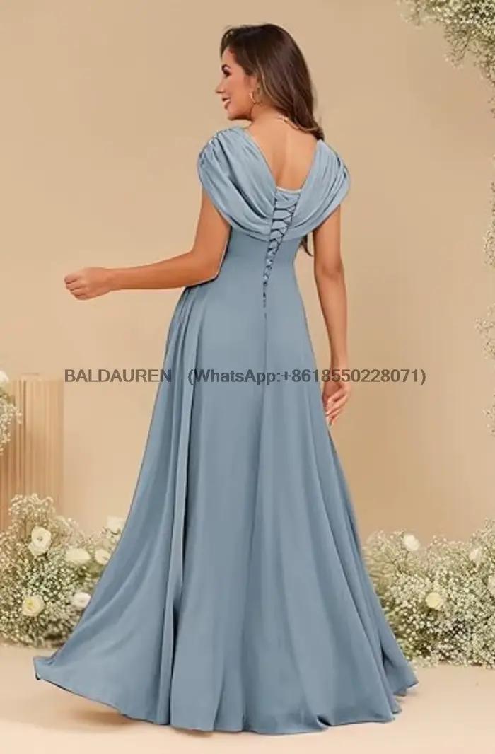 Robes de soirée en mousseline de soie avec appliques en dentelle pour la mère de la mariée