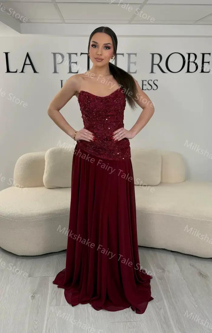 Superbes robes de soirée bordeaux