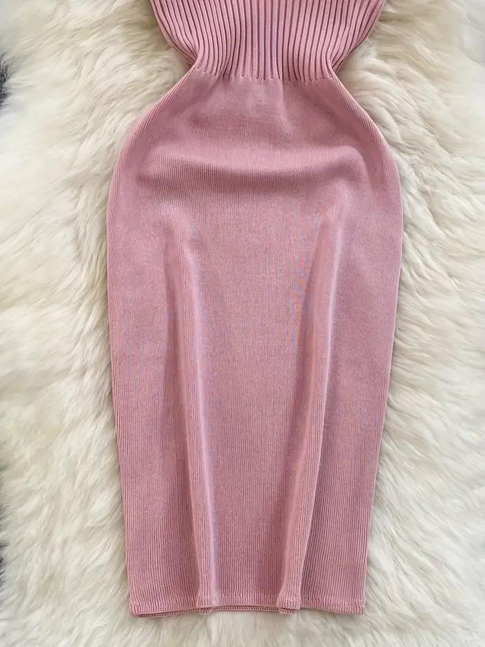 Robe côtelée à lacets, élégante