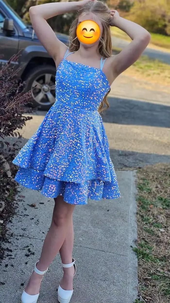 Robe de soirée courte à paillettes