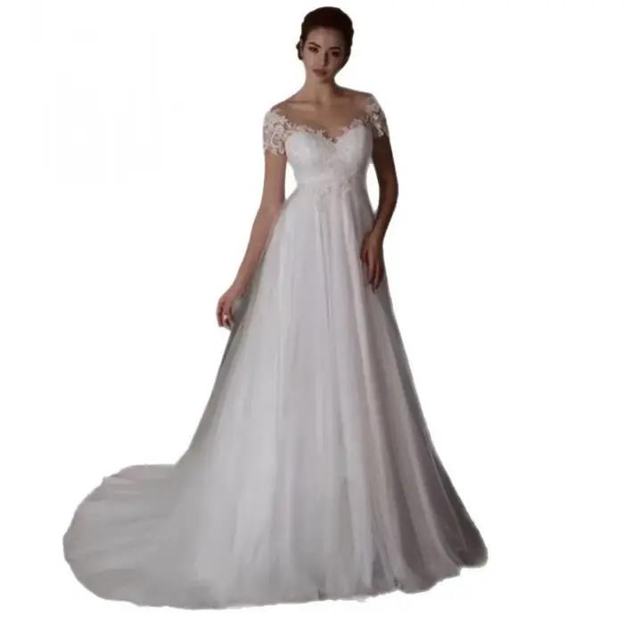 Robe de mariée asymétrique à épaule unique avec décolleté en V profond