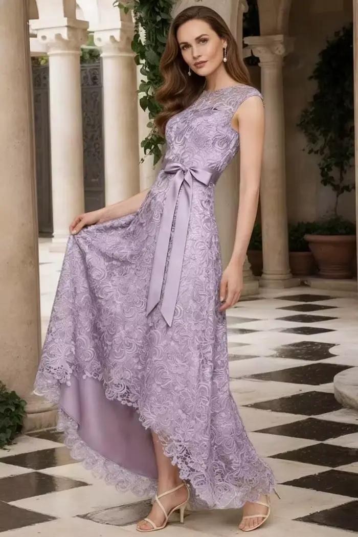 Robe de mère de la mariée en mousseline à lacets 2026 pour femme