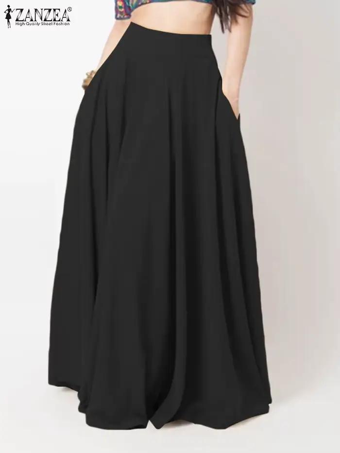 2024 ZANZEA femmes printemps Robe d'été mode Maxi jupes élégant longue fête robes femme taille haute solide