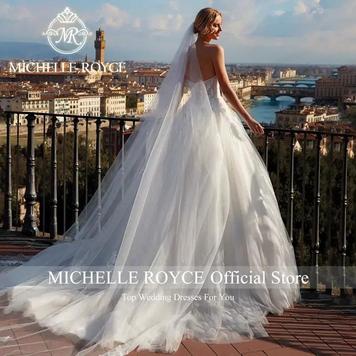 Michelle Royce-Robe de mariée en organza avec appliques chérie