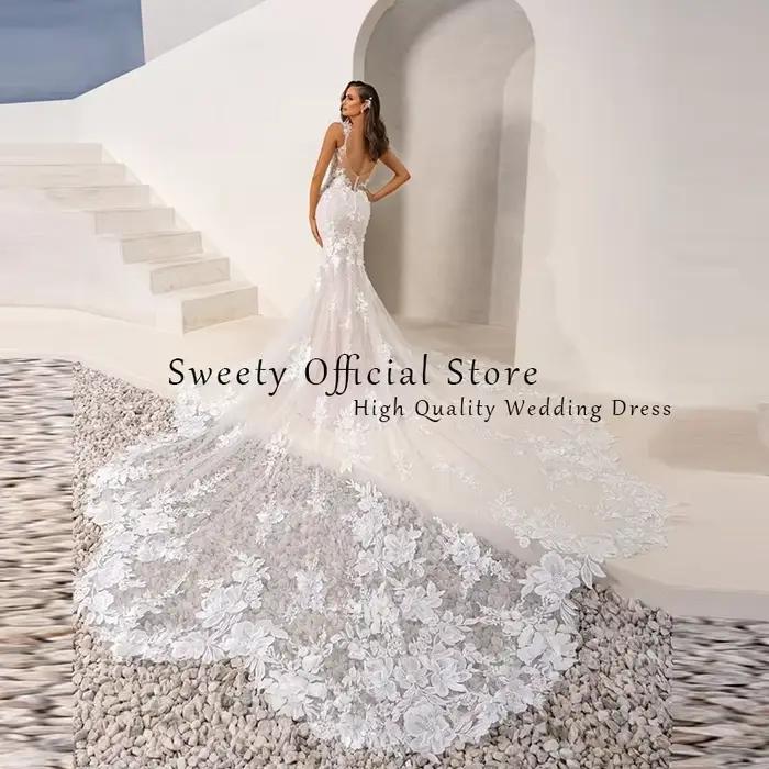 Robe De mariée sirène élégante en Organza avec broderie
