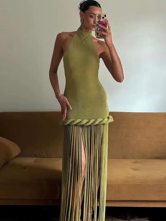 Robe longue sexy dos nu pour femme