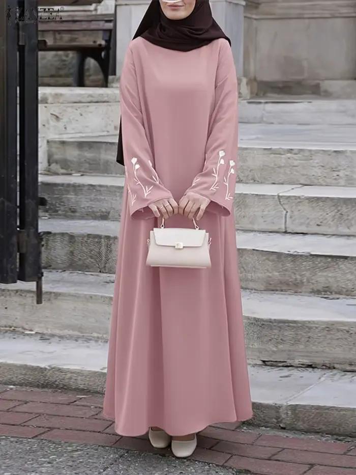 2025 mode musulmane Abaya Robe ZANZEA femmes robes longues automne à manches
