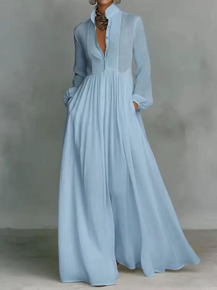 Robe de soirée élégante à col montant et manches longues