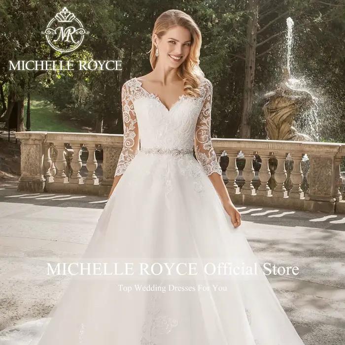 Michelle Royce-Robe de mariée avec ceinture perlée