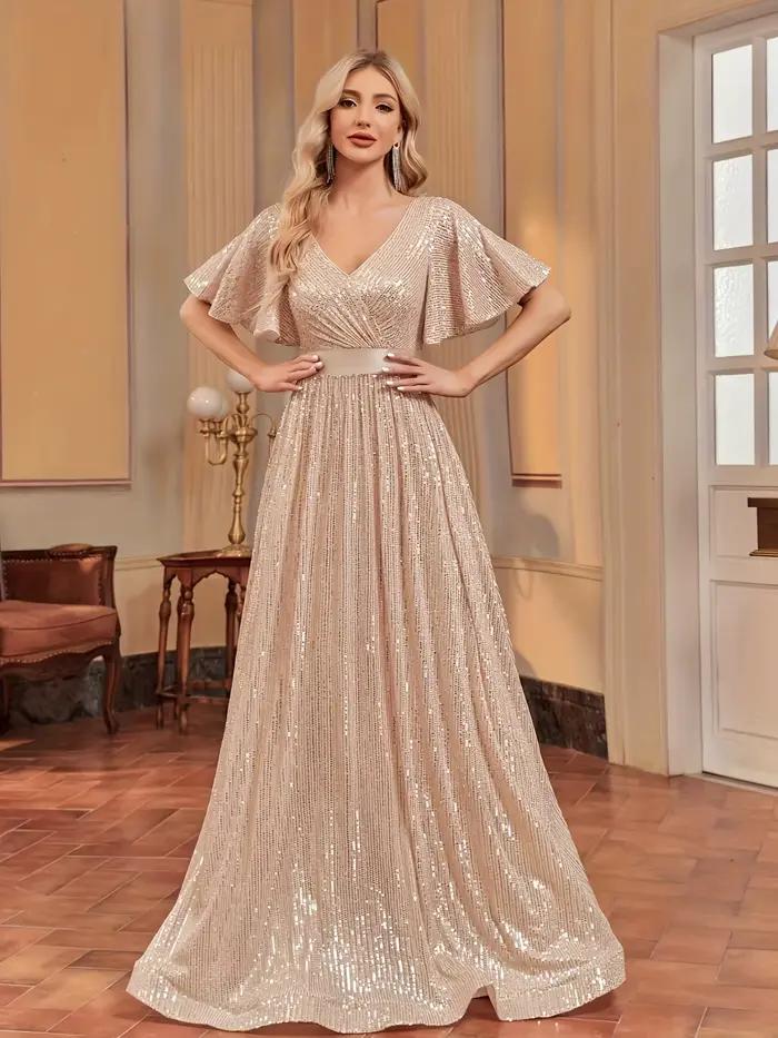 Robe de soirée élégante rétro évasée à manches en maille pour femme – Parfaite pour les fêtes