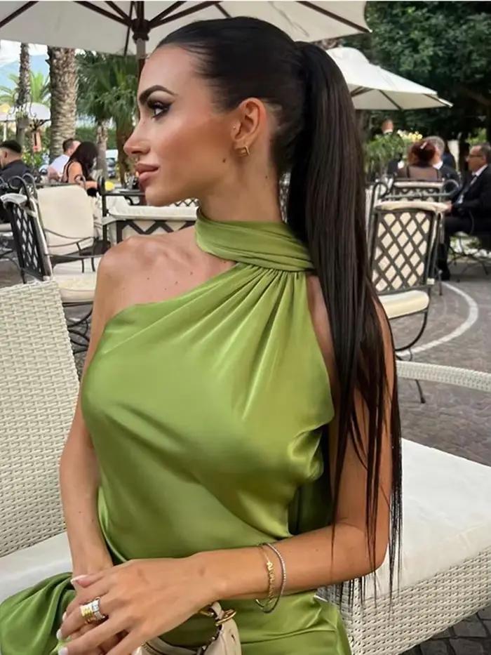 Robe longue dos nu à lacets pour femmes