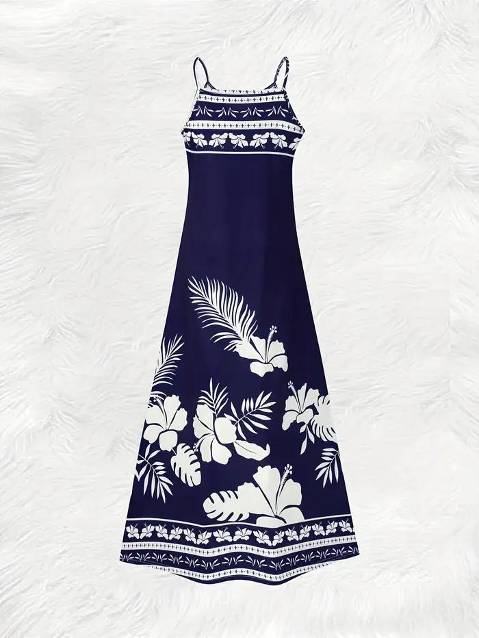 Robe d'été décontractée à imprimé floral bleu pour femmes