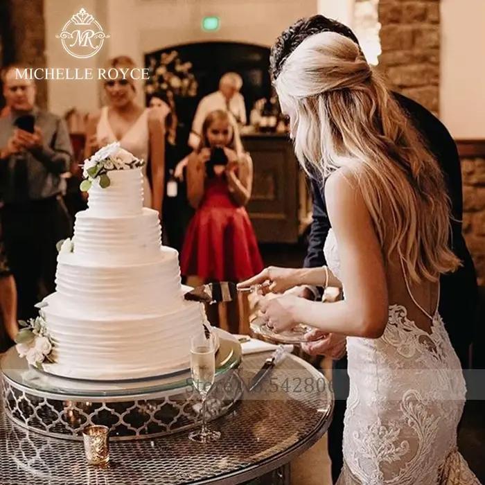 Michelle Royce robes De mariée sirène Sexy sans manches Appliques dos nu chapelle Train chérie robe