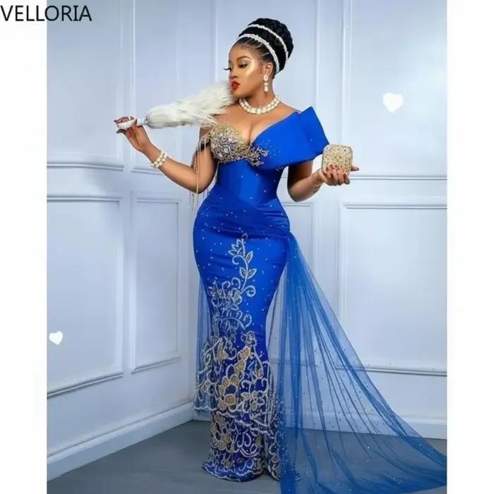 Robe De mariée africaine bleu Royal George