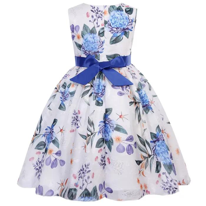 Robe de demoiselle d'honneur pour filles avec décoration en nœud