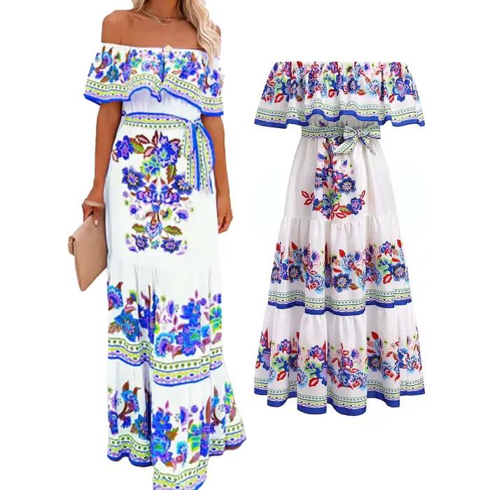 Robe traditionnelle ethnique à imprimé floral pour femmes