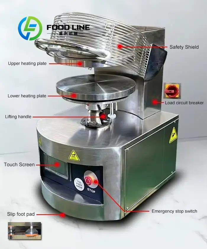 Machine à pizza automatique semi-finie pour aplatir la pâte à pizza, diamètre 6 à 14 pouces, presse napolitaine, boîtes à pâte à pizza de 36 cm