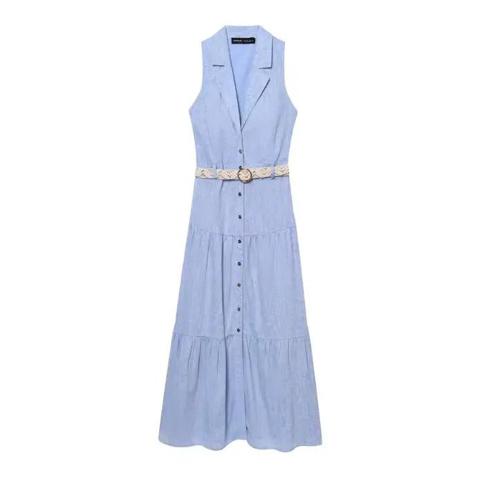 Robes sans manches 2025 femme lin robe de plage femmes
