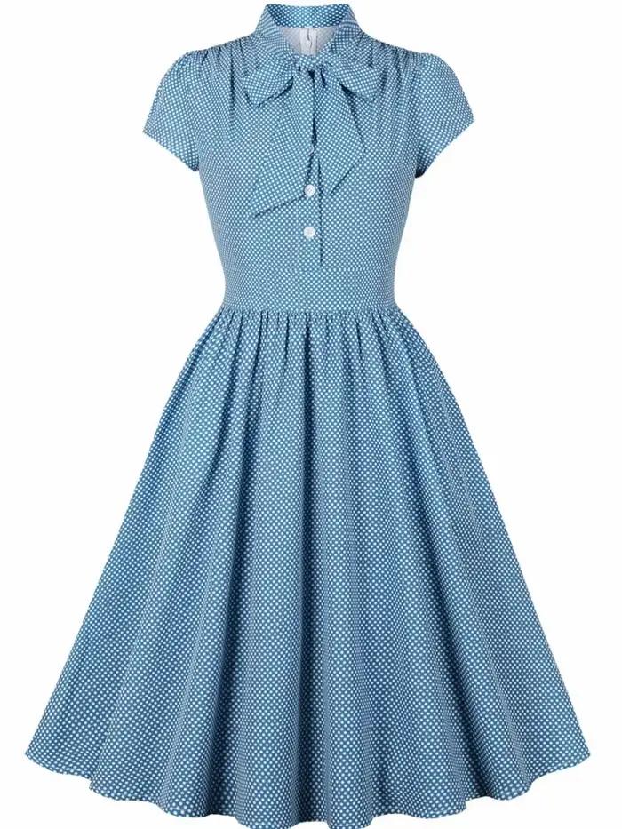 Robe de soirée rétro Pin Up à manches courtes pour femmes