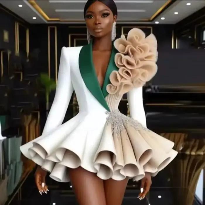 Robe Courte de Soirée Cocktail Sexy à Col en V Profond