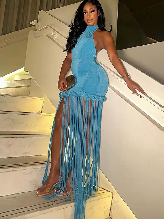Robe longue sexy dos nu pour femme