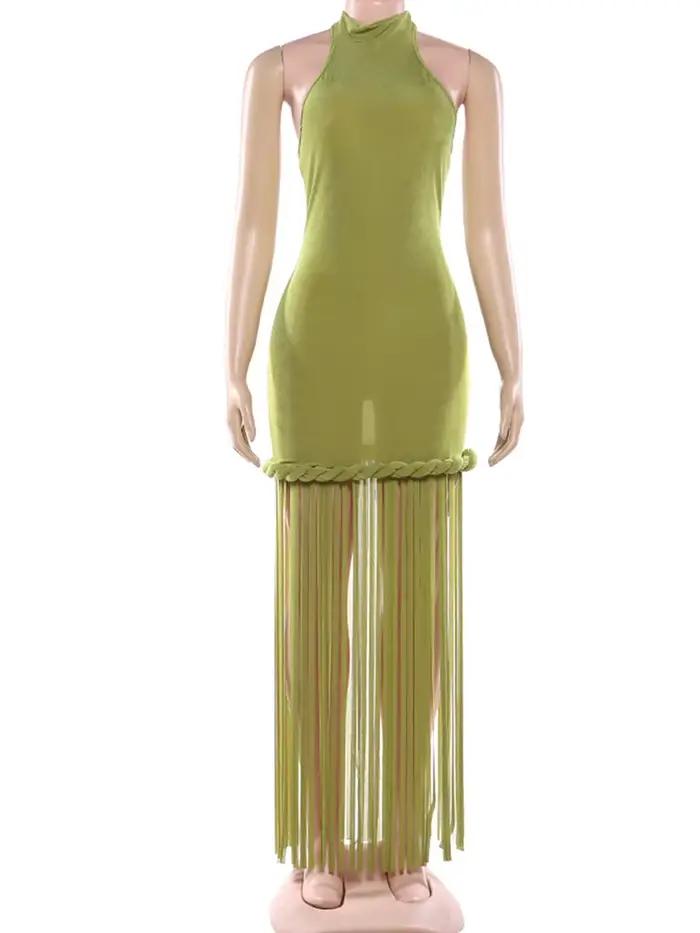 Robe longue sexy dos nu pour femme
