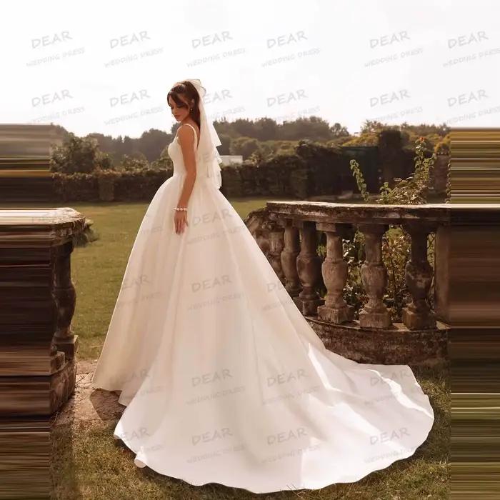 Robes De mariée simples à col bateau pour femmes