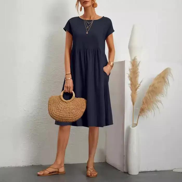 Robe en coton et lin pour femmes