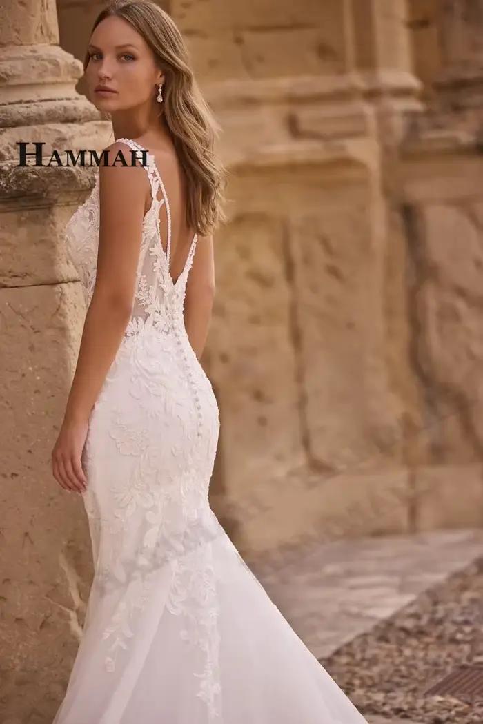 Charmante robe de mariée à col en V pour mariée