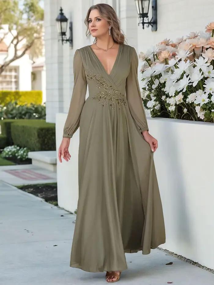 Robes mère de la mariée à col en V