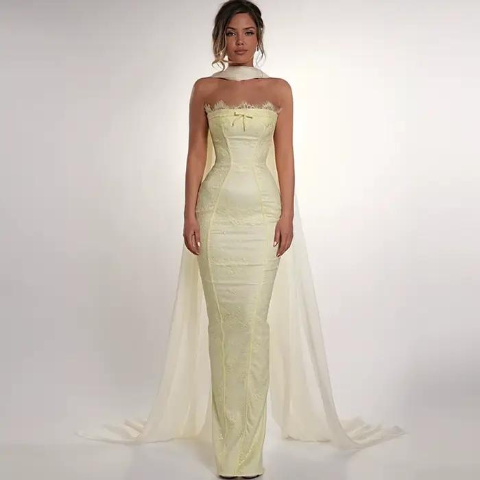 Robe de bal sirène élégante en dentelle avec appliques