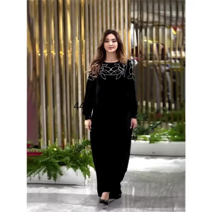 Robe de soirée ample musulmane en velours noir