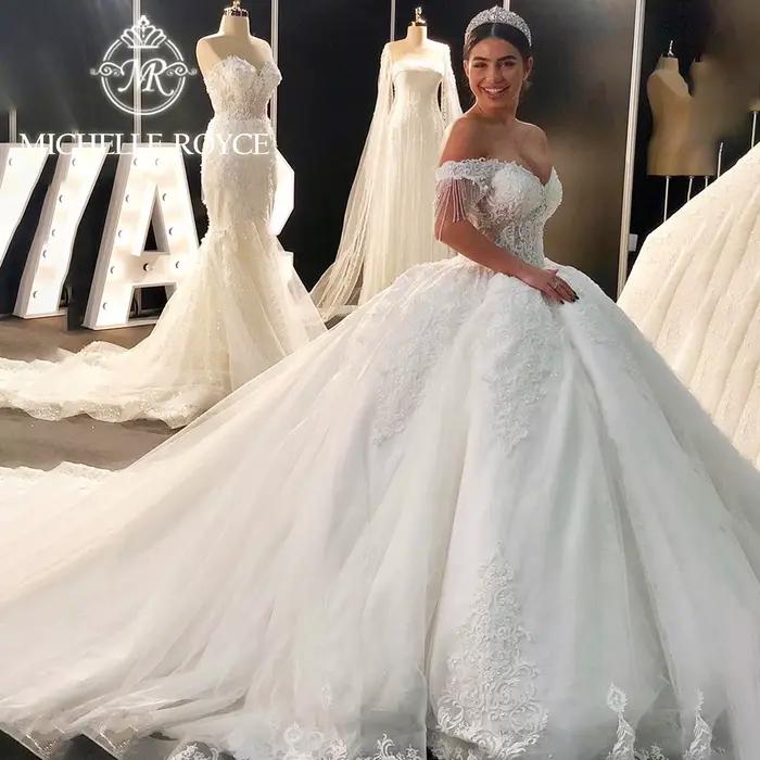 Michelle Royce robe De bal robes De mariée De luxe pour les femmes perles chérie hors De l'épaule