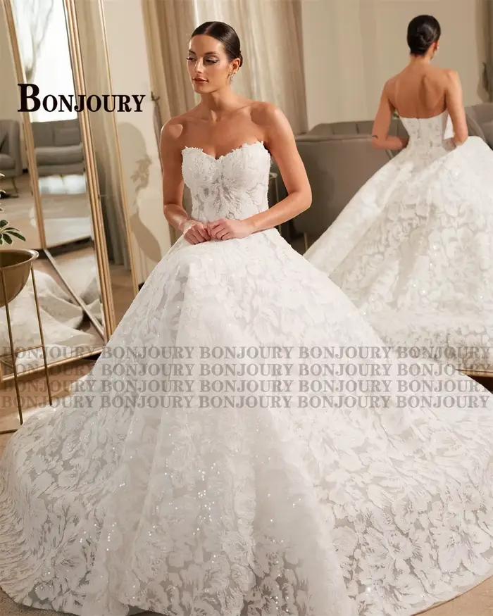 BONJOURY Dapper robes De mariée pour femmes a-ligne sans manches fermeture éclair sans
