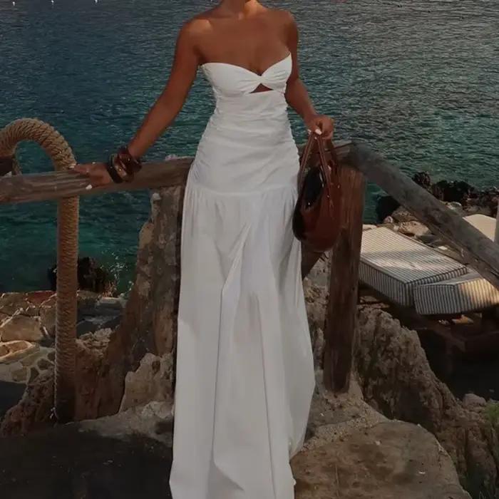 Robe longue sans bretelles pour femmes