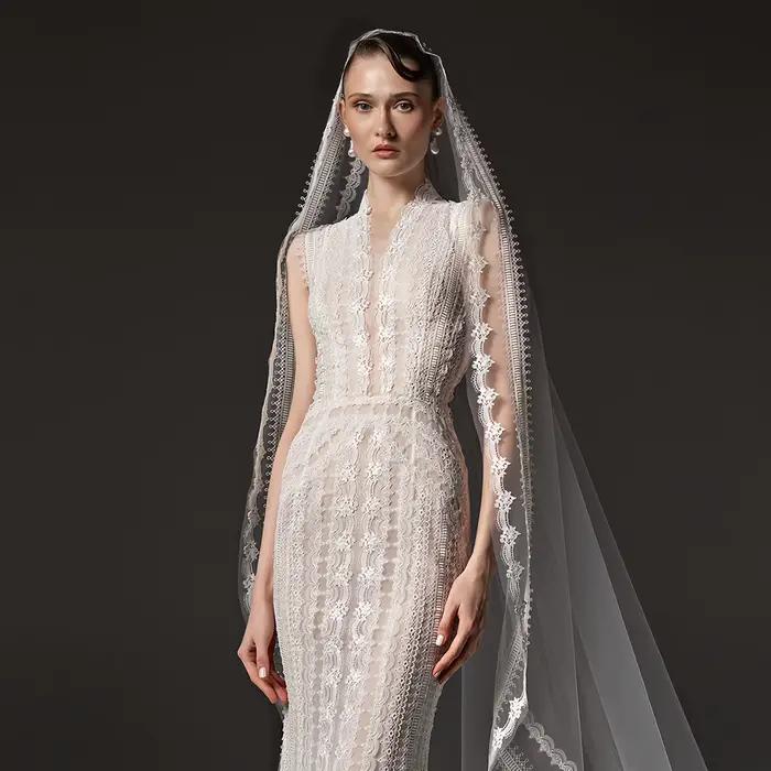 Robe de mariée sirène élégante Sheer Fairy pour femme avec traîne 2026