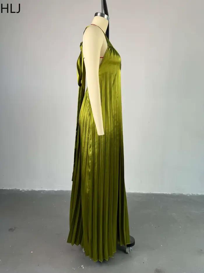 HLJ – robe longue plissée élégante pour femmes
