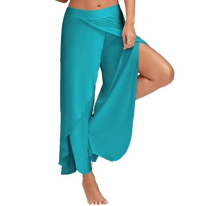 Pantalon à jambes larges pour femmes fitness yoga fendu fjMandala ouvert confortable gypsy hippicopter sarouel Aladdin occassions spéciales