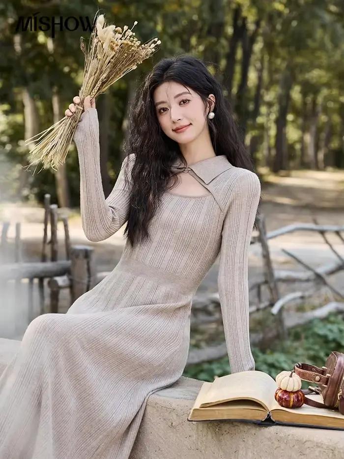 Robe pull en fourrure de vison pour femme