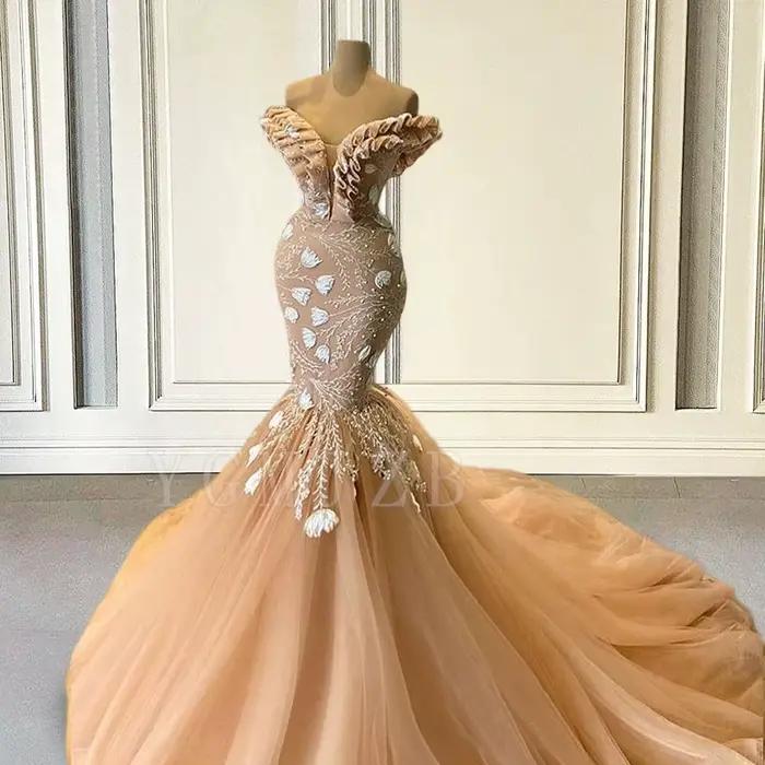 Robe de Soirée de Forme Sirène en Dentelle et Perles