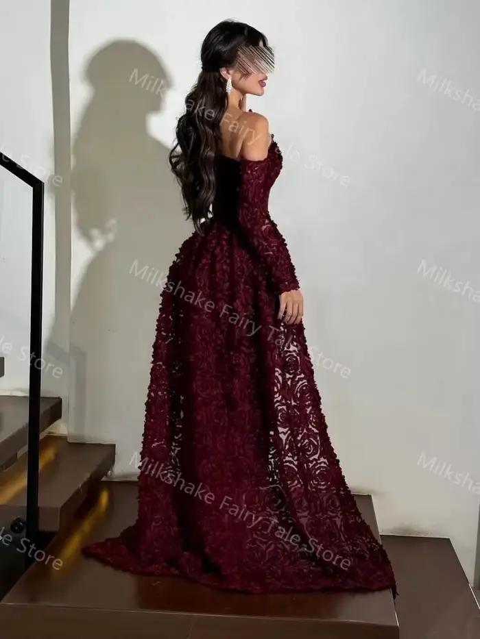 Robes de soirée sirène bordeaux pour femmes