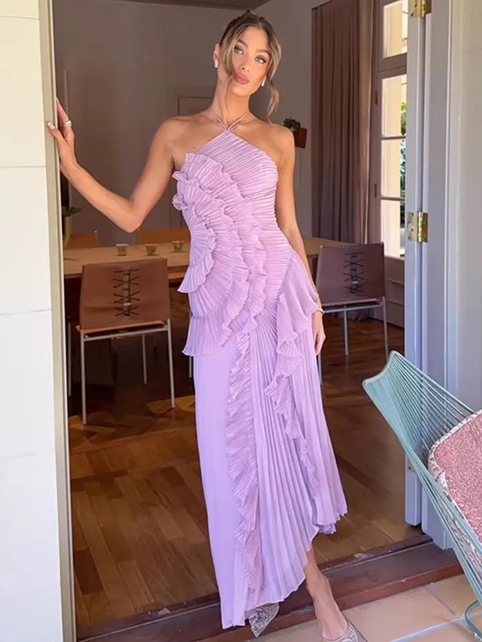 Robe de soirée Style plage avec volants