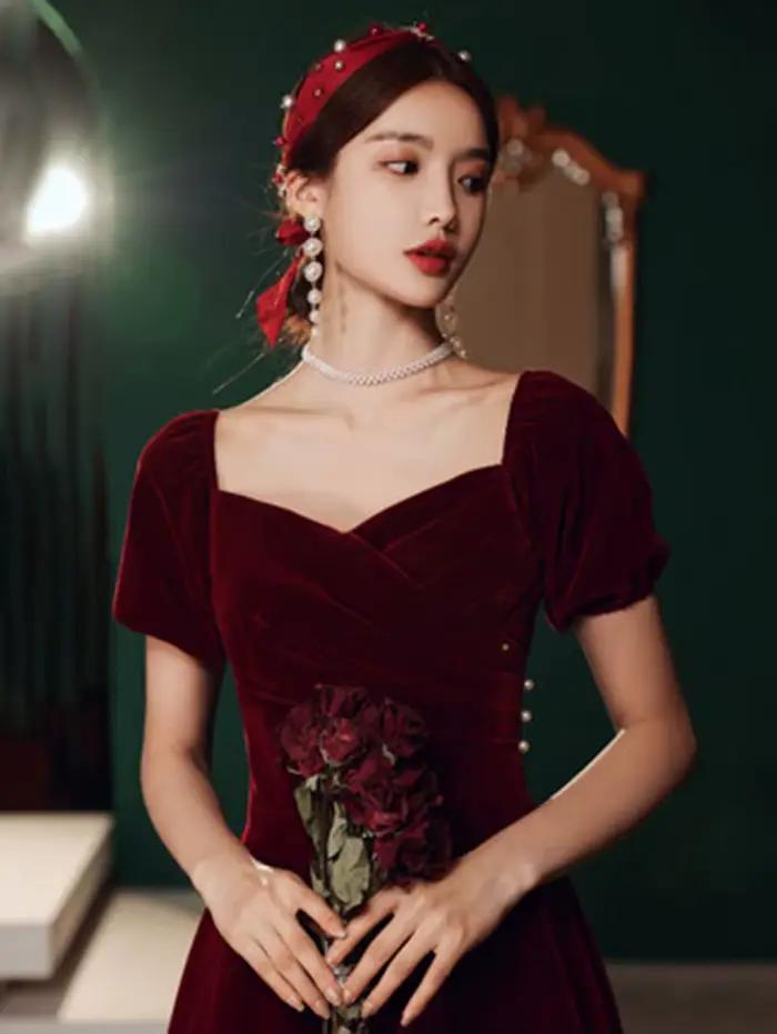 Robe de soirée Vintage bordeaux
