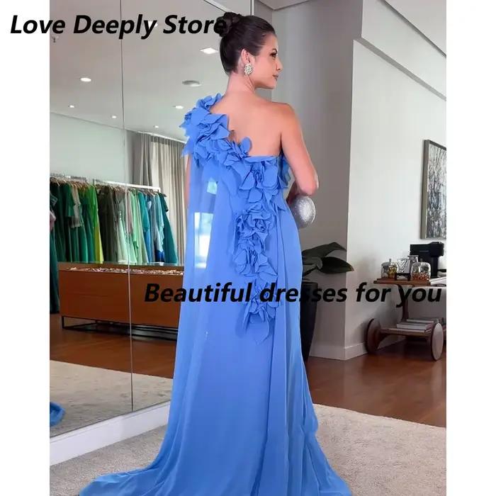 Robe de Soirée Asymétrique en Mousseline de Soie à Épaule Dénudée